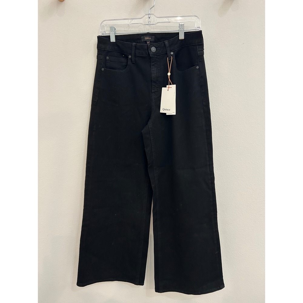 Quince Womens Organic Cotton Super Stretch Wide Leg Jeans Black Size 30 NWT